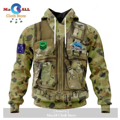 Personalized NRL Cronulla-Sutherland Sharks Special Military Camo Hoodie Sweatshirt 3D LIMITED EDITION -soulcals