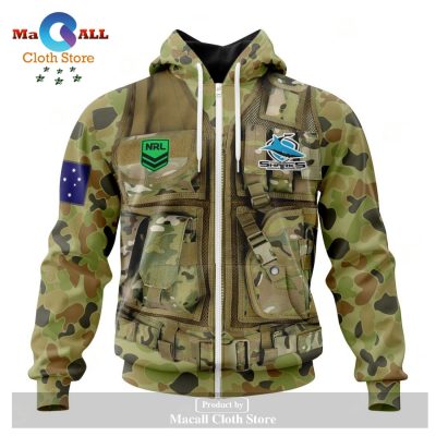 Personalized NRL Cronulla-Sutherland Sharks Special Military Camo Hoodie Sweatshirt 3D LIMITED EDITION -soulcals