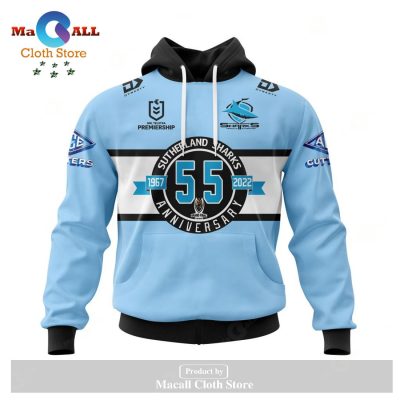 Personalized NRL Cronulla-Sutherland Sharks - Specialized 55 Years Anniversary Concept Hoodie Sweatshirt 3D LIMITED EDITION -soulcals