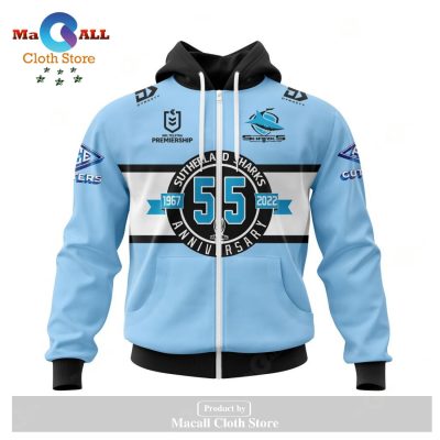 Personalized NRL Cronulla-Sutherland Sharks - Specialized 55 Years Anniversary Concept Hoodie Sweatshirt 3D LIMITED EDITION -soulcals