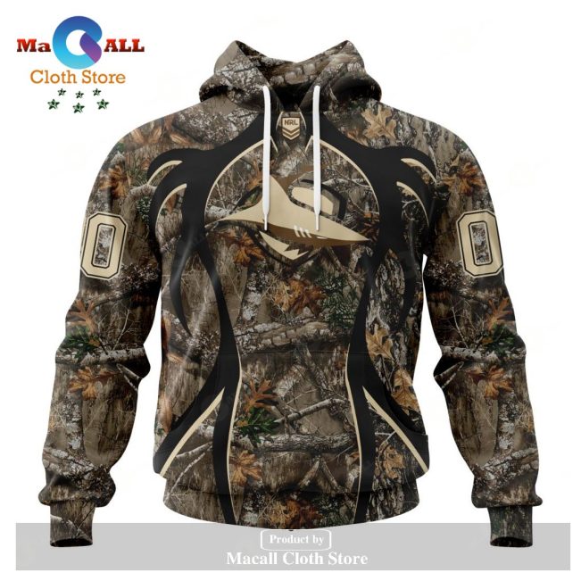 Personalized NRL Cronulla-Sutherland Sharks - Specialized Hunting Camo Hoodie Sweatshirt 3D LIMITED EDITION -soulcals