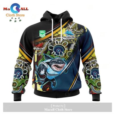 Personalized NRL Cronulla-Sutherland Sharks - Specialized Indigenous Concept With Team Mascot Hoodie Sweatshirt 3D LIMITED EDITION -soulcals