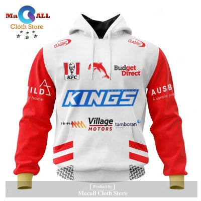 Personalized NRL DOLPHINS 2023 Training White Kits Hoodie Sweatshirt 3D LIMITED EDITION -soulcals