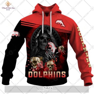 Personalized NRL Dolphins Skull Death Art Hoodie Sweatshirt 3D -soulcals