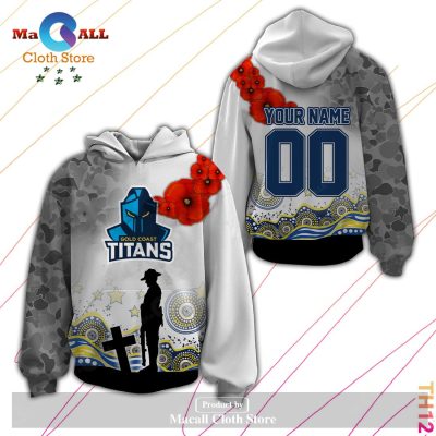 Personalized NRL Gold Coast Titans Anzac Day Hoodie Sweatshirt 3D LIMITED EDITION -soulcals