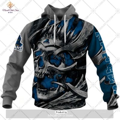 Personalized NRL Gold Coast Titans Metal Skull Hoodie Sweatshirt 3D -soulcals