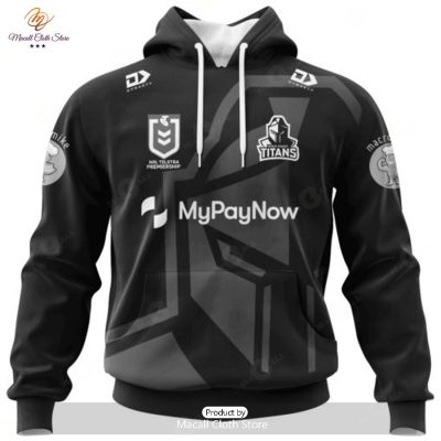 Personalized NRL Gold Coast Titans Monochrome Design Hoodie Sweatshirt 3D -soulcals