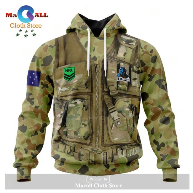 Personalized NRL Gold Coast Titans Special Military Camo Hoodie Sweatshirt 3D LIMITED EDITION -soulcals
