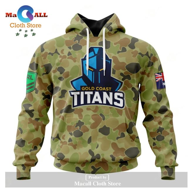 Personalized NRL Gold Coast Titans Special Military Camo Kits Hoodie Sweatshirt 3D LIMITED EDITION -soulcals