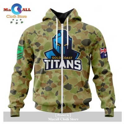 Personalized NRL Gold Coast Titans Special Military Camo Kits Hoodie Sweatshirt 3D LIMITED EDITION -soulcals