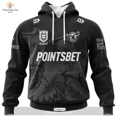 Personalized NRL Manly Warringah Sea Eagles Monochrome Design Hoodie Sweatshirt 3D -soulcals