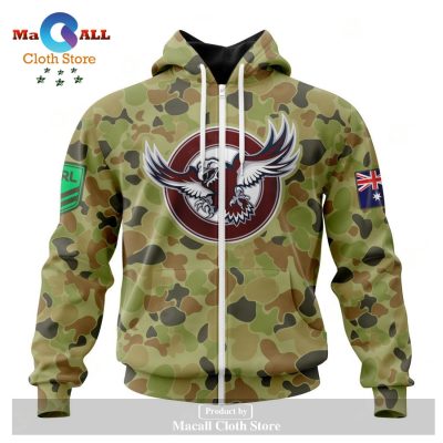 Personalized NRL Manly Warringah Sea Eagles Special Military Camo Kits Hoodie Sweatshirt 3D LIMITED EDITION -soulcals