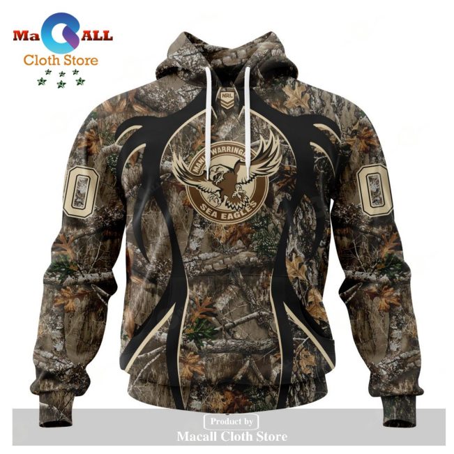 Personalized NRL Manly Warringah Sea Eagles - Specialized Hunting Camo Hoodie Sweatshirt 3D LIMITED EDITION -soulcals