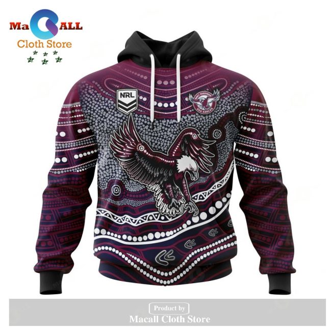Personalized NRL Manly Warringah Sea Eagles - Specialized Indigenous Concept With Team Mascot Hoodie Sweatshirt 3D LIMITED EDITION -soulcals