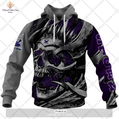 Personalized NRL Melbourne Storm Metal Skull Hoodie Sweatshirt 3D -soulcals