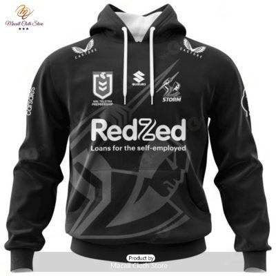 Personalized NRL Melbourne Storm Monochrome Design Hoodie Sweatshirt 3D -soulcals