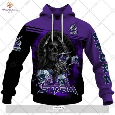 Personalized NRL Melbourne Storm Skull Death Art Hoodie Sweatshirt 3D -soulcals