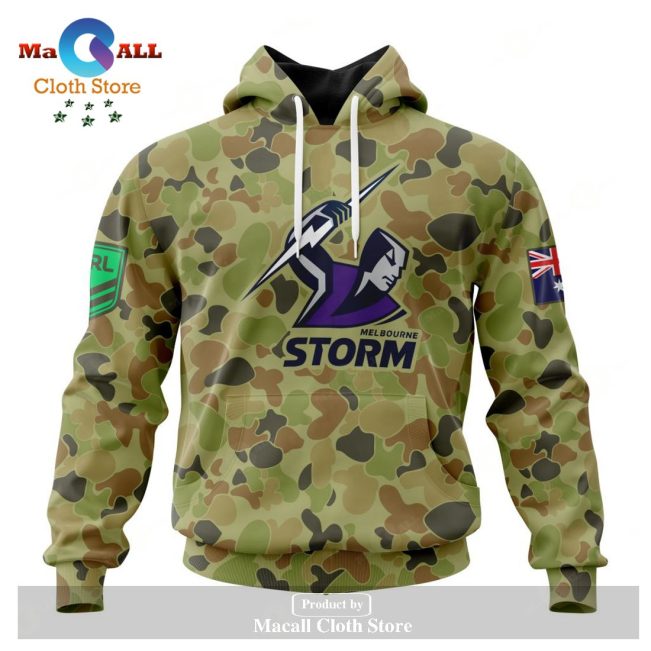 Personalized NRL Melbourne Storm Special Military Camo Kits Hoodie Sweatshirt 3D LIMITED EDITION -soulcals