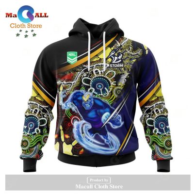 Personalized NRL Melbourne Storm - Specialized Indigenous Concept With Team Mascot Hoodie Sweatshirt 3D LIMITED EDITION -soulcals