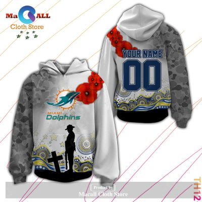 Personalized NRL Miami Dolphins Anzac Day Hoodie Sweatshirt 3D LIMITED EDITION -soulcals