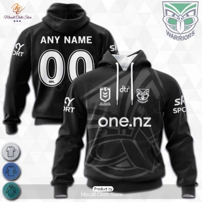 Personalized NRL New Zealand Warriors Monochrome Design Hoodie Sweatshirt 3D -soulcals
