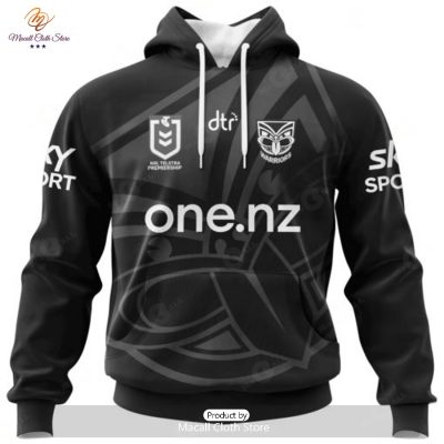 Personalized NRL New Zealand Warriors Monochrome Design Hoodie Sweatshirt 3D -soulcals
