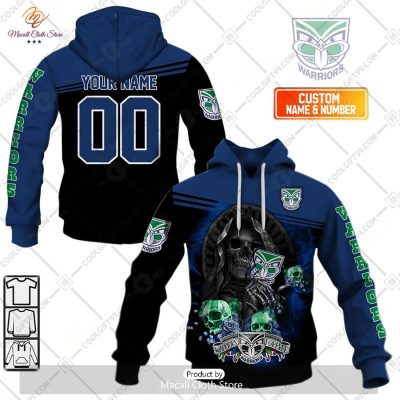 Personalized NRL New Zealand Warriors Skull Death Art Hoodie Sweatshirt 3D -soulcals