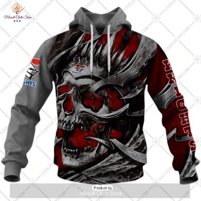 Personalized NRL Newcastle Knights Metal Skull Hoodie Sweatshirt 3D -soulcals