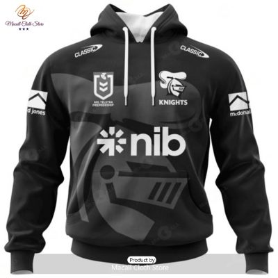Personalized NRL Newcastle Knights Monochrome Design Hoodie Sweatshirt 3D -soulcals