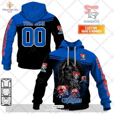 Personalized NRL Newcastle Knights Skull Death Art Hoodie Sweatshirt 3D -soulcals