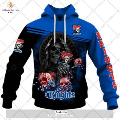 Personalized NRL Newcastle Knights Skull Death Art Hoodie Sweatshirt 3D -soulcals