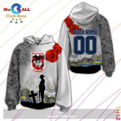 Personalized NRL St. George Illawarra Dragons Anzac Day Hoodie Sweatshirt 3D LIMITED EDITION -soulcals