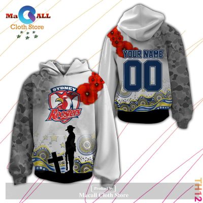 Personalized NRL Sydney Roosters Anzac Day Hoodie Sweatshirt 3D LIMITED EDITION -soulcals