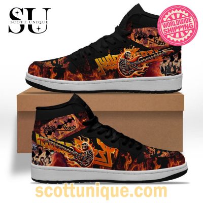 Judas Priest Band Pritish Steel Skull Air Jordan 1 High Top Sneaker -Soulcals.com