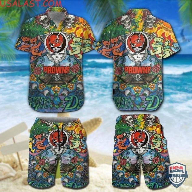 Nfl Cleveland Browns Grateful Dead Bears Hawaiian Shirt And Shorts - Hot Sale 2025