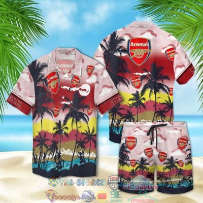 Arsenal Fc Palm Tree Hawaiian Shirt Beach Shorts - Hot Sale 2025