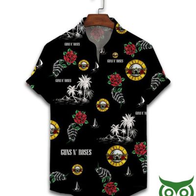 Guns N' Roses Coconut Black Flip Flops And Combo Hawaiian Shirt Shorts