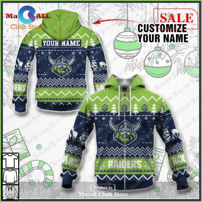 [SALE] Personalize Name Christmas NRL Canberra Raiders Hoodie Sweatshirt 3D LIMITED EDITION -soulcals