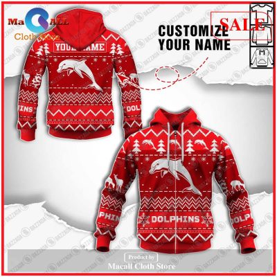 [SALE] Personalize Name Christmas NRL Dolphins Hoodie Sweatshirt 3D LIMITED EDITION -soulcals