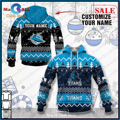 [SALE] Personalize Name Christmas NRL Gold Coast Titans Hoodie Sweatshirt 3D LIMITED EDITION -soulcals