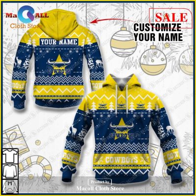 [SALE] Personalize Name Christmas NRL North Queensland Cowboys Hoodie Sweatshirt 3D LIMITED EDITION -soulcals