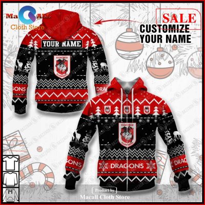 [SALE] Personalize Name Christmas NRL St. George Illawarra Dragons Hoodie Sweatshirt 3D LIMITED EDITION -soulcals