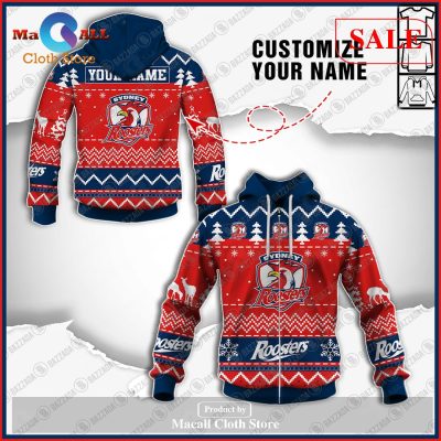 [SALE] Personalize Name Christmas NRL Sydney Roosters Hoodie Sweatshirt 3D LIMITED EDITION -soulcals