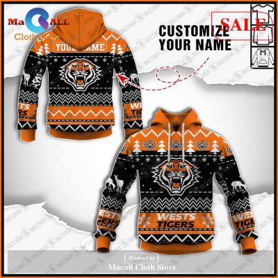 [SALE] Personalize Name Christmas NRL Wests Tigers Hoodie Sweatshirt 3D LIMITED EDITION -soulcals