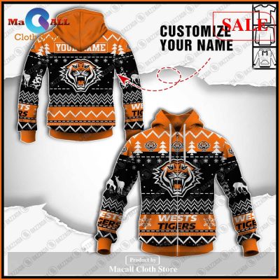 [SALE] Personalize Name Christmas NRL Wests Tigers Hoodie Sweatshirt 3D LIMITED EDITION -soulcals