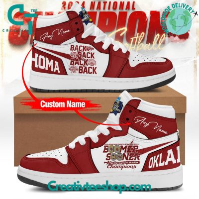 Oklahoma Sooners 2024 NCAA Softball Womens College World Series Champions Four Peat Air Jordan 1 Sneaker - soulcals.com