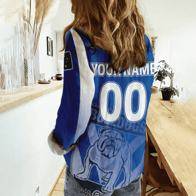 Bulldogs RLFC NRL, NRL Womens Casual Shirt, Casual Shirt, Womens Casual Shirt Personalized Name & Number Gift For Fans - soulcals.com