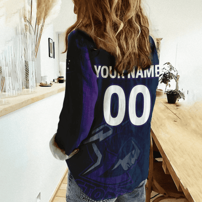Melbourne Storm NRL, NRL Womens Casual Shirt, Casual Shirt, Womens Casual Shirt Personalized Name & Number Gift For Fans - soulcals.com