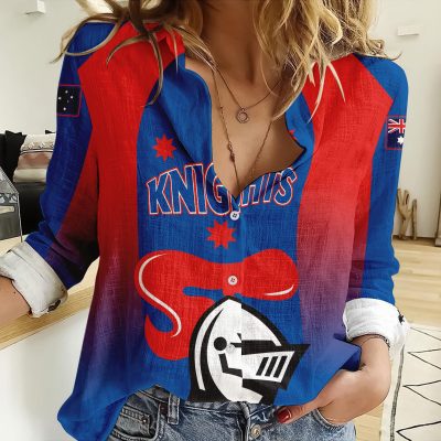 Newcastle Knights NRL, NRL Womens Casual Shirt, Casual Shirt, Womens Casual Shirt Personalized Name & Number Gift For Fans - soulcals.com