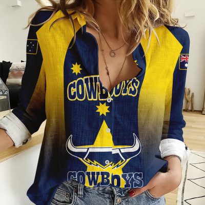 North Queensland Cowboys NRL, NRL Womens Casual Shirt, Casual Shirt, Womens Casual Shirt Personalized Name & Number Gift For Fans - soulcals.com